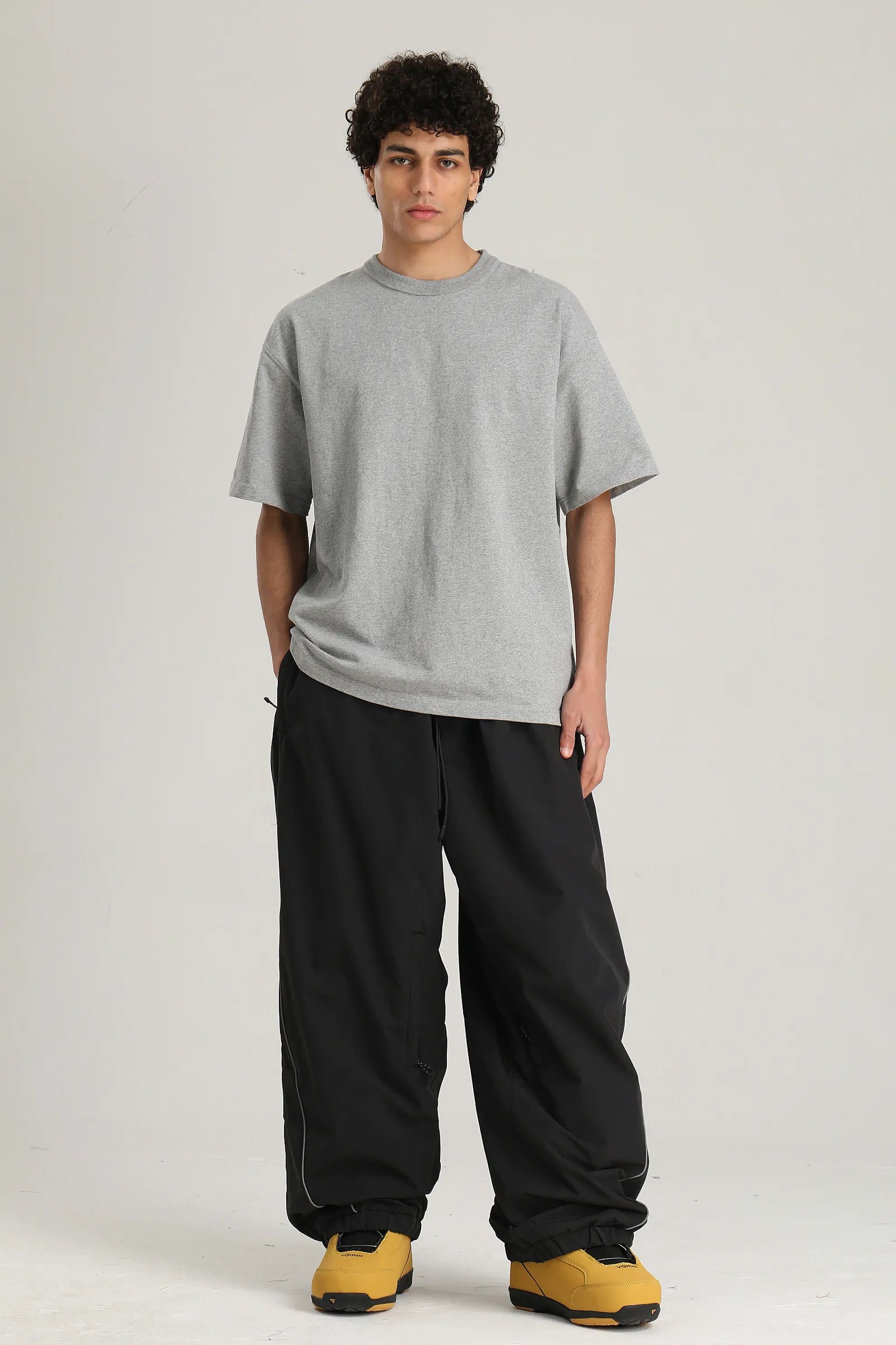 Men's Black Color Baggy Reflective Snow Pants