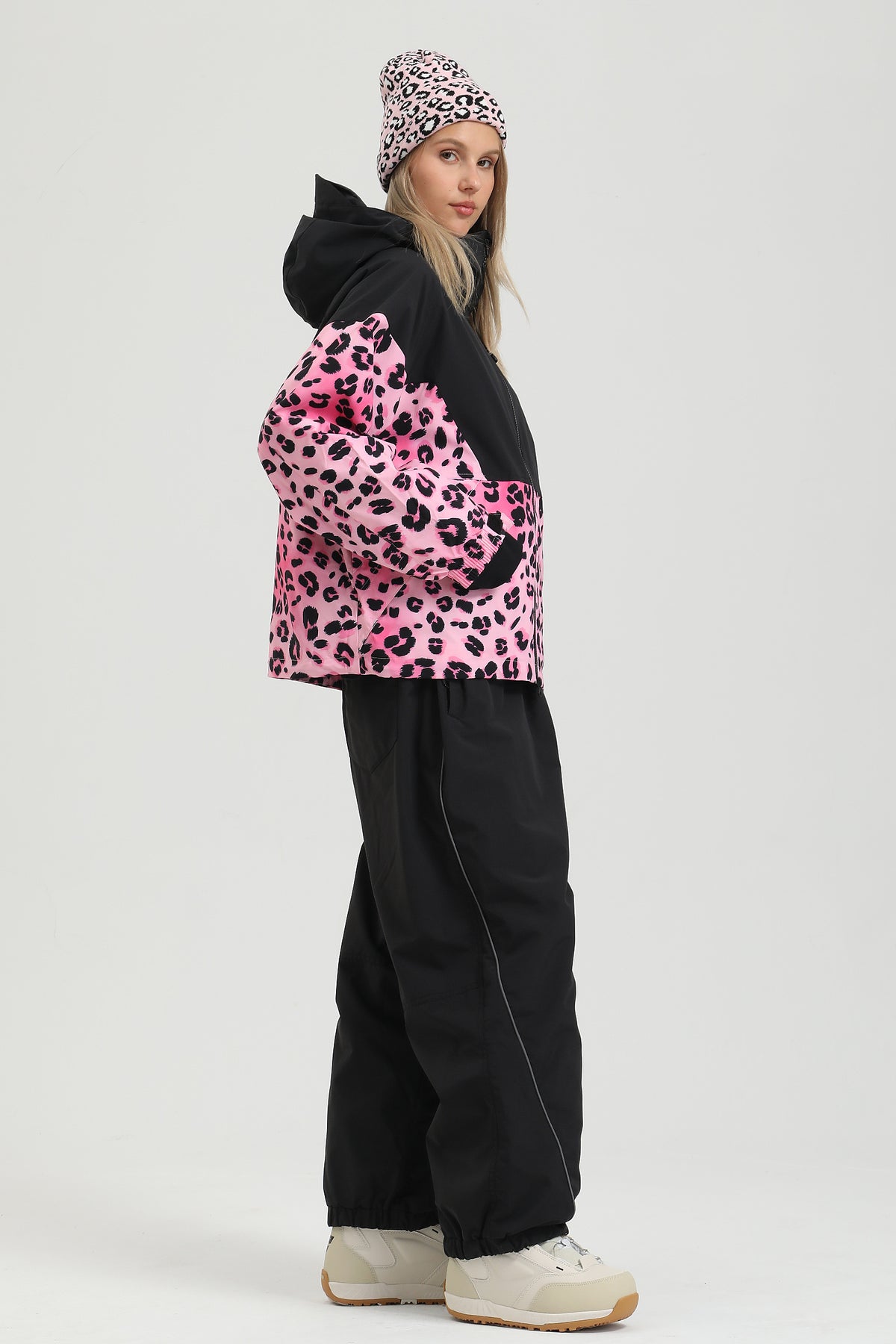 Pantalones de Nieve Reflectantes Baggy Negros para Mujer