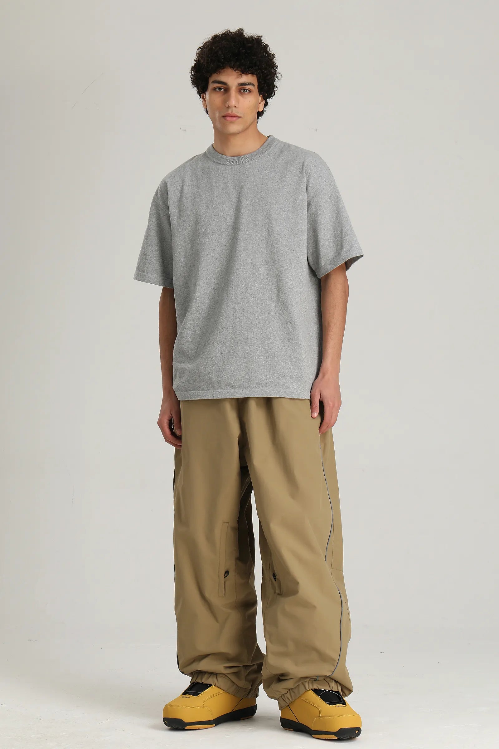 Men's Khaki Color Baggy Reflective Snow Pants