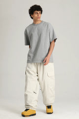 Men's Dark Green Technical Utility Hidden Pockets Baggy Snow Pants
