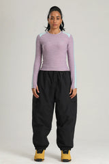 Women's Dark Green Technical Utility Hidden Pockets Baggy Snow Pants