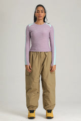 Women's Dark Green Technical Utility Hidden Pockets Baggy Snow Pants