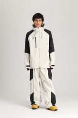Men's Off White Color Block Reflective Baggy Snow Pants