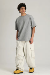 Men's Black Contrast Zipper Baggy Snow & Ski Pants