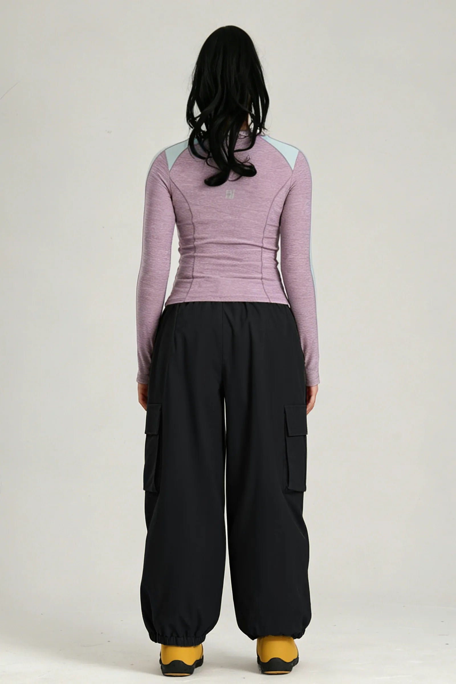 Women's Black Contrast Zipper Baggy Snow & Ski Pants