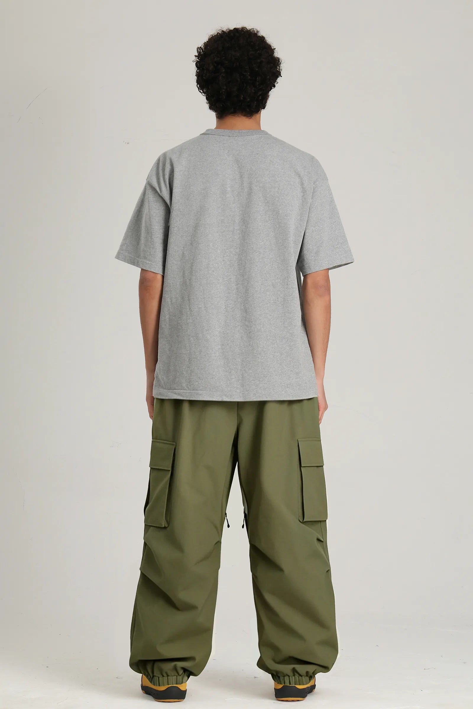 Men's Dark Green Contrast Zipper Baggy Snow & Ski Pants