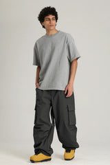 Men's Black Contrast Zipper Baggy Snow & Ski Pants