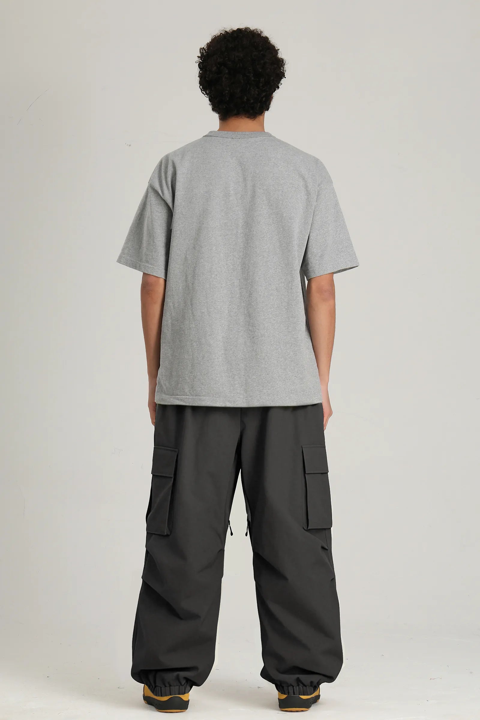 Men's Dark Grey Contrast Zipper Baggy Snow & Ski Pants