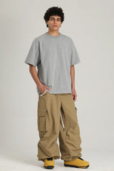 Men's Black Contrast Zipper Baggy Snow & Ski Pants