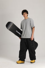 Men's Black Contrast Stitch Relaxed Fit Snow Pants