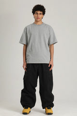 Men's Black Contrast Stitch Relaxed Fit Snow Pants