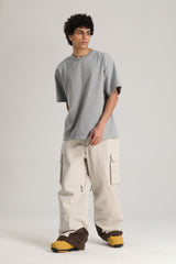 Men's Off White Utility Contrast-Stitch Baggy Snow Pants