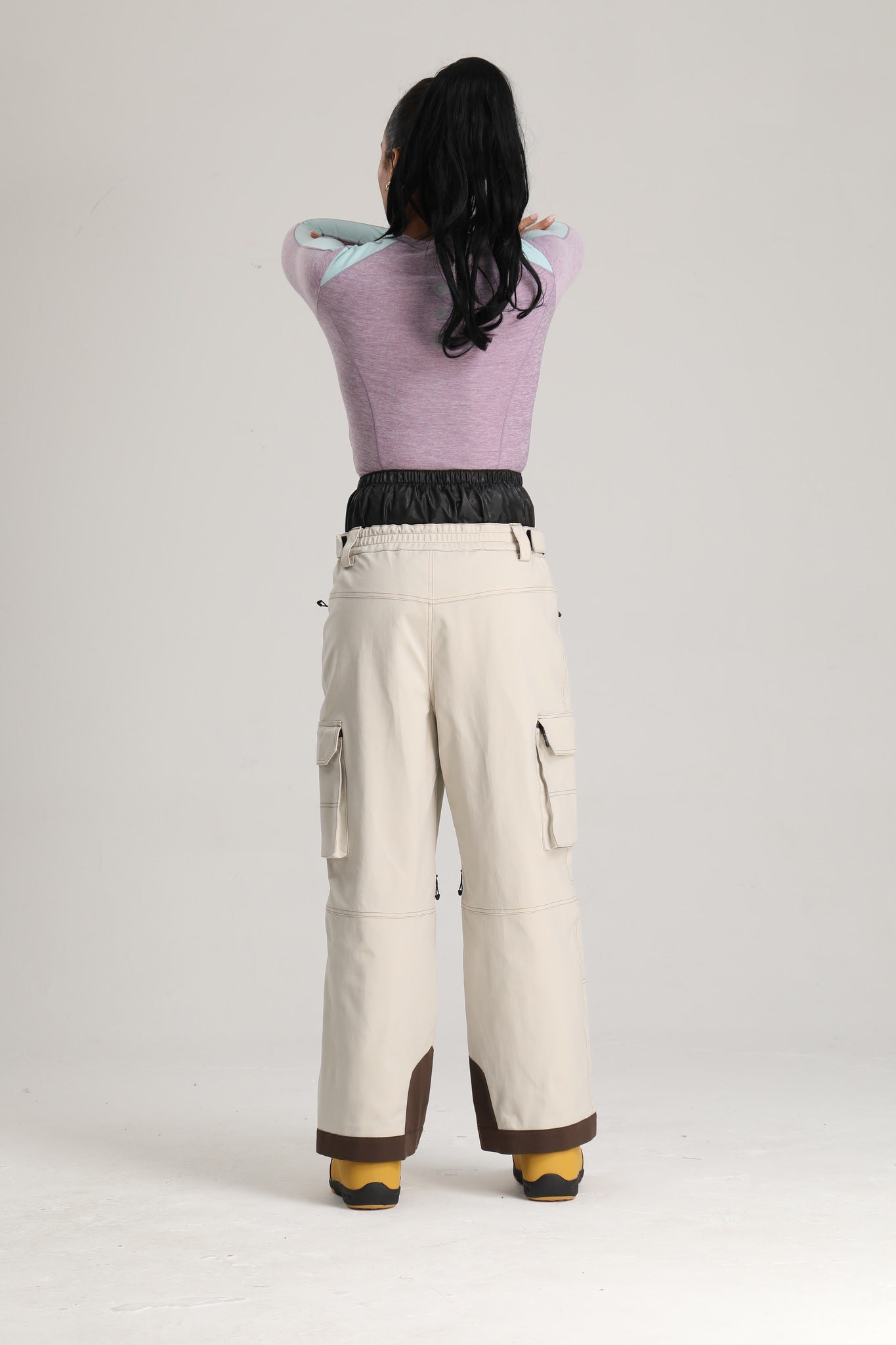 Women's Off White Utility Contrast-Stitch Baggy Snow Pants