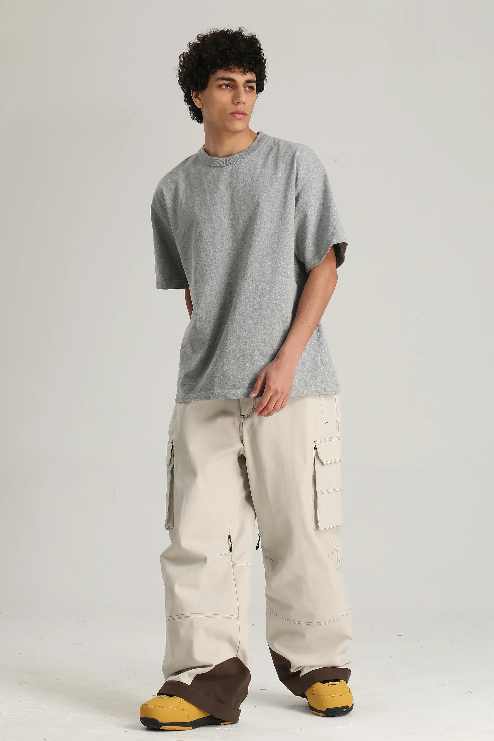 Men's Off White Utility Contrast-Stitch Baggy Snow Pants