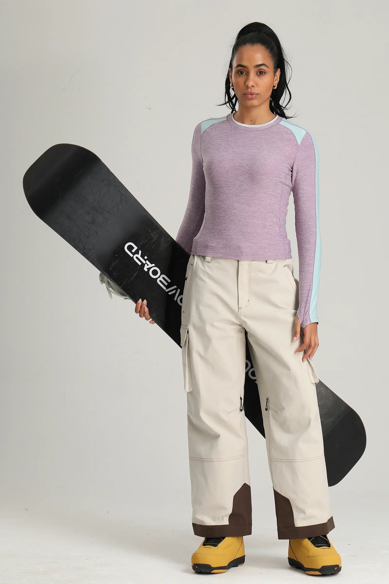 Women's Off White Utility Contrast-Stitch Baggy Snow Pants