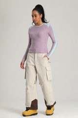 Women's Off White Utility Contrast-Stitch Baggy Snow Pants