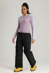 Women's Off White Utility Contrast-Stitch Baggy Snow Pants
