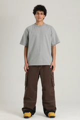 Men's Black Utility Contrast-Stitch Baggy Snow Pants
