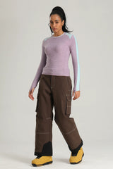 Women's Off White Utility Contrast-Stitch Baggy Snow Pants
