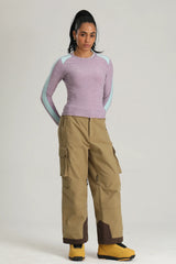 Women's Off White Utility Contrast-Stitch Baggy Snow Pants