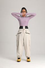 Women's Off White Utility Thermal Waterproof Cargo Ski & Snowboard Pants