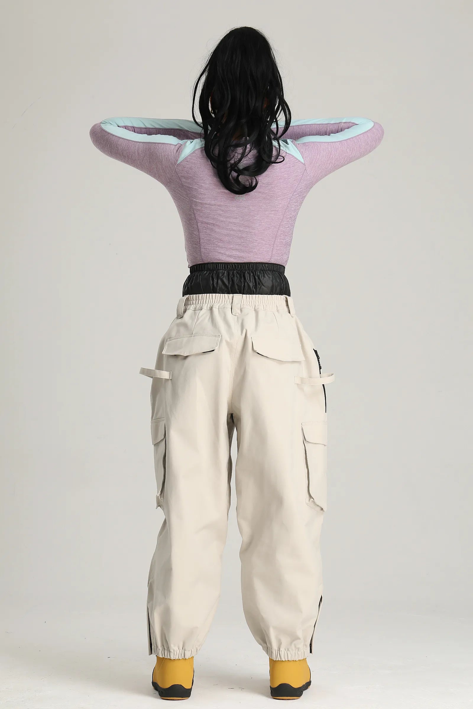 Women's Off White Utility Thermal Waterproof Cargo Ski & Snowboard Pants