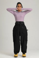 Women's Black Utility Thermal Waterproof Cargo Ski & Snowboard Pants