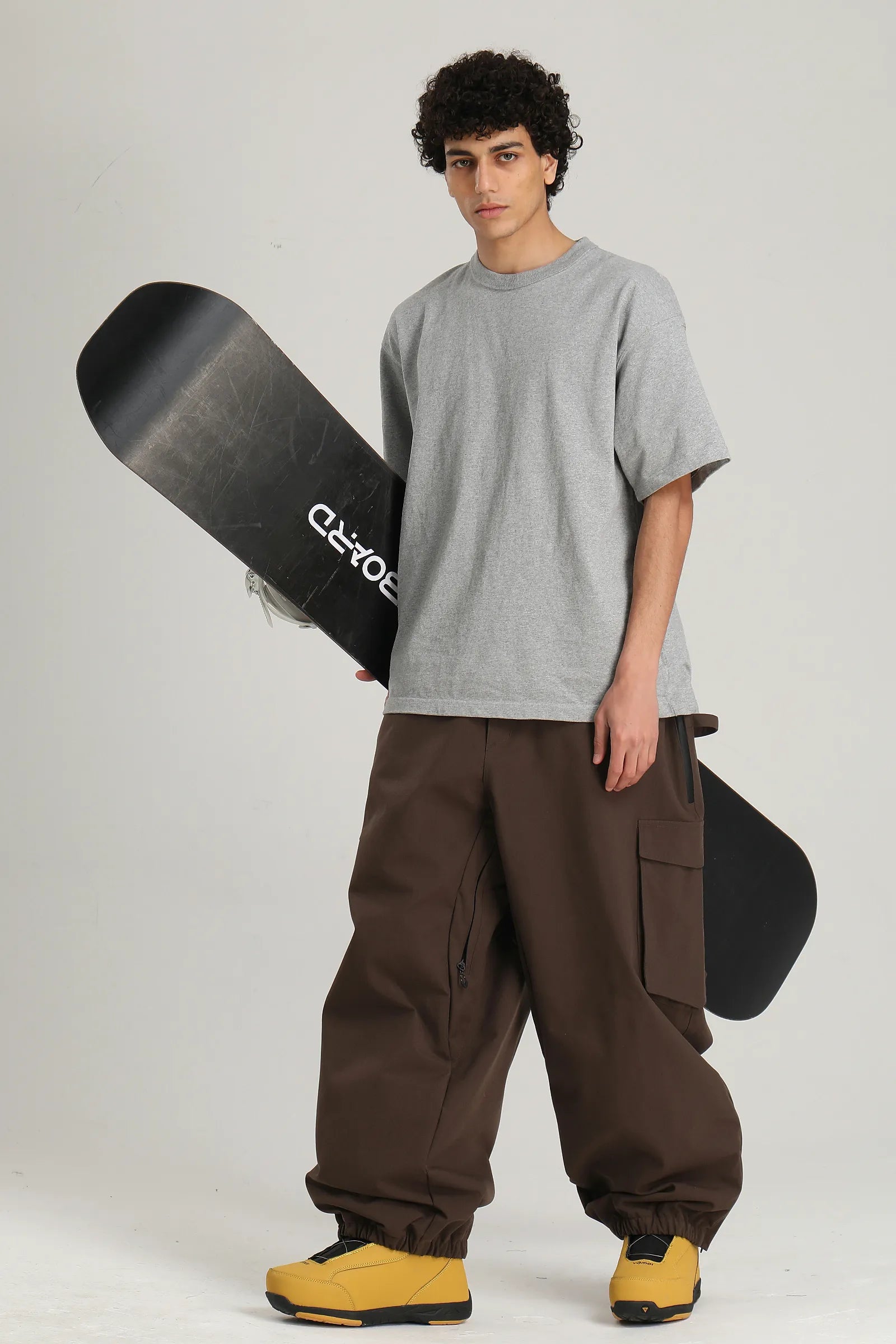 Men's Coffee Utility Thermal Waterproof Cargo Ski & Snowboard Pants