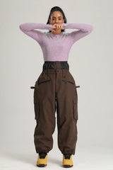 Women's Black Utility Thermal Waterproof Cargo Ski & Snowboard Pants