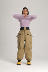 Women's Off White Utility Thermal Waterproof Cargo Ski & Snowboard Pants