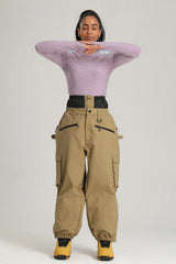 Women's Black Utility Thermal Waterproof Cargo Ski & Snowboard Pants
