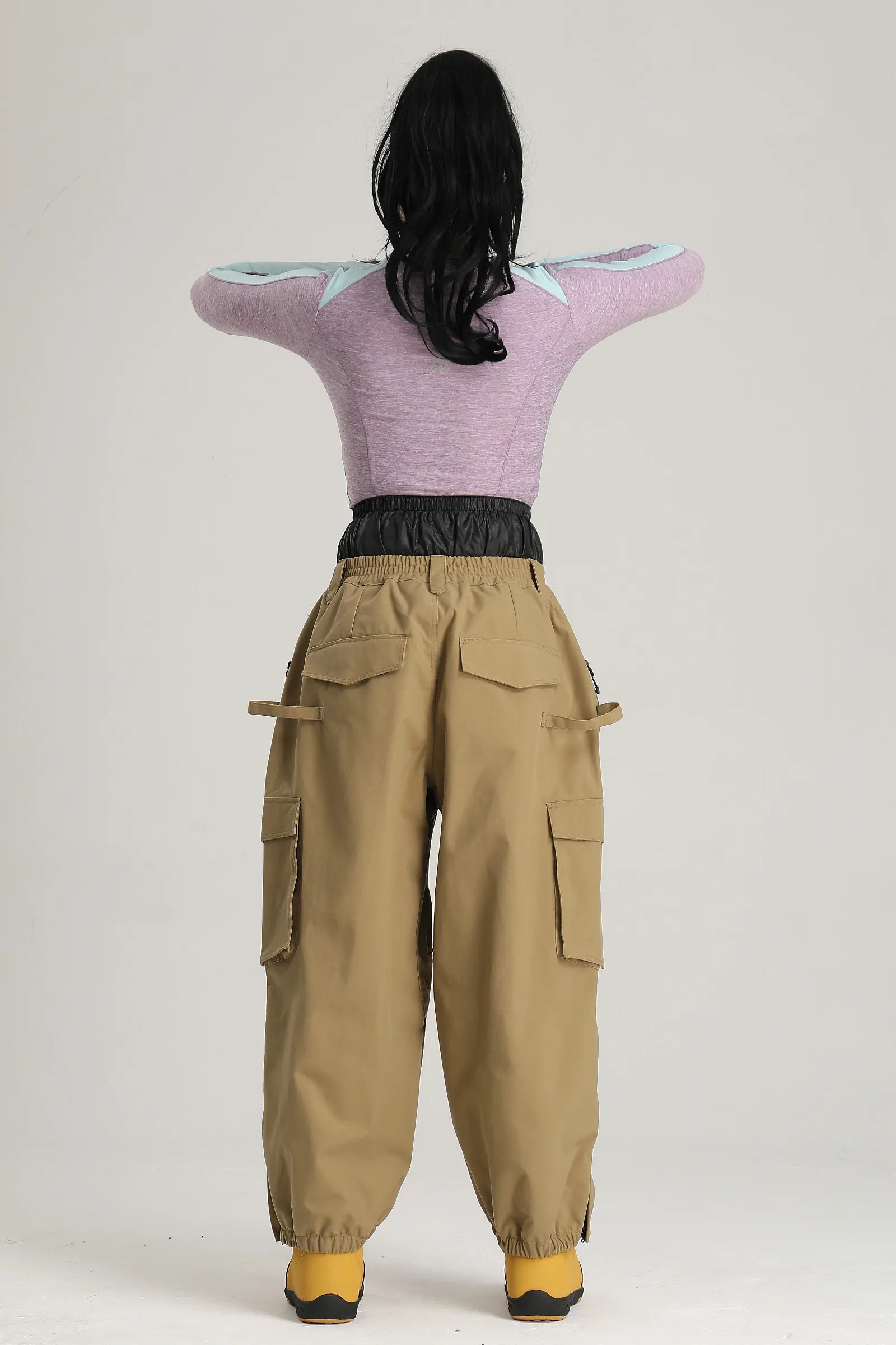 Women's Khaki Utility Thermal Waterproof Cargo Ski & Snowboard Pants