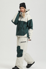 Women's Dark Brown Color Block Relaxed Fit Technical Snow Pants