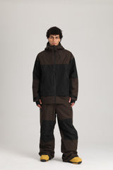Men's Green & Off White Color Block Relaxed Fit Technical Snow Pants