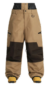 Women's Green & Off White Color Block Relaxed Fit Technical Snow Pants