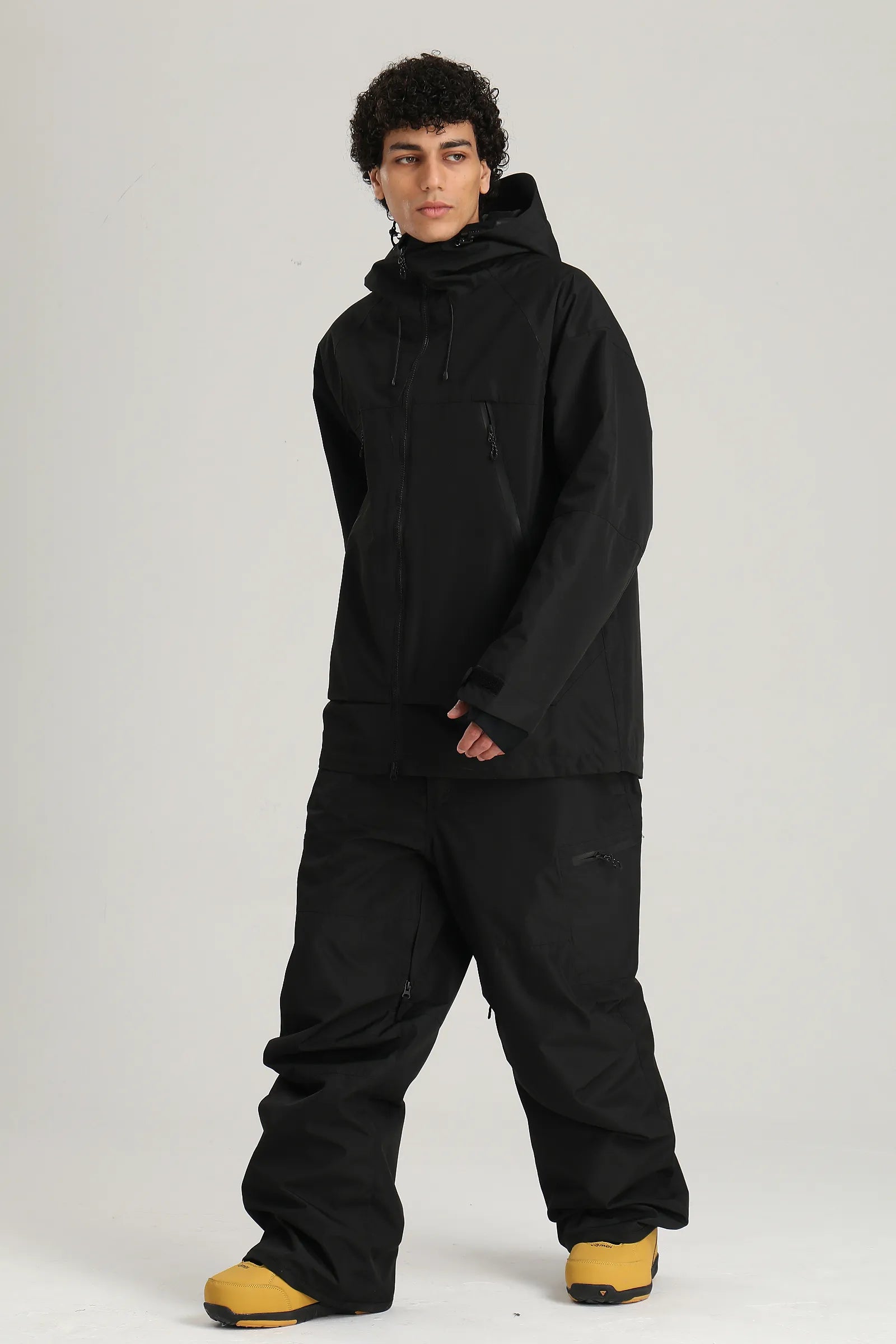 Men's Black Color Block Relaxed Fit Technical Snow Pants