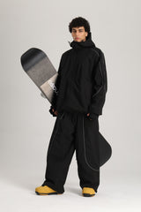 Men's Off White & Sage Utility Reflective Baggy Snowboard Pants