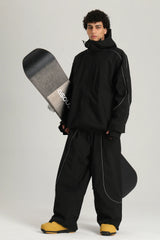 Men's Black Utility Reflective Baggy Snowboard Pants
