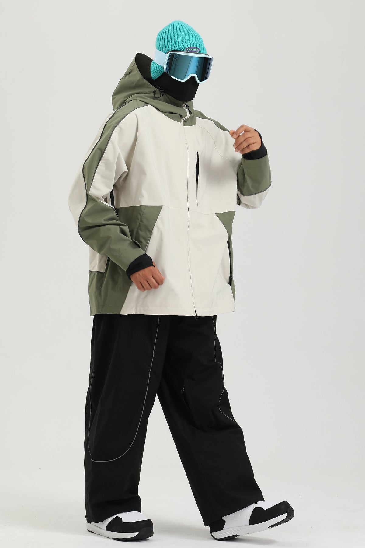 Men's Black Utility Reflective Baggy Snowboard Pants