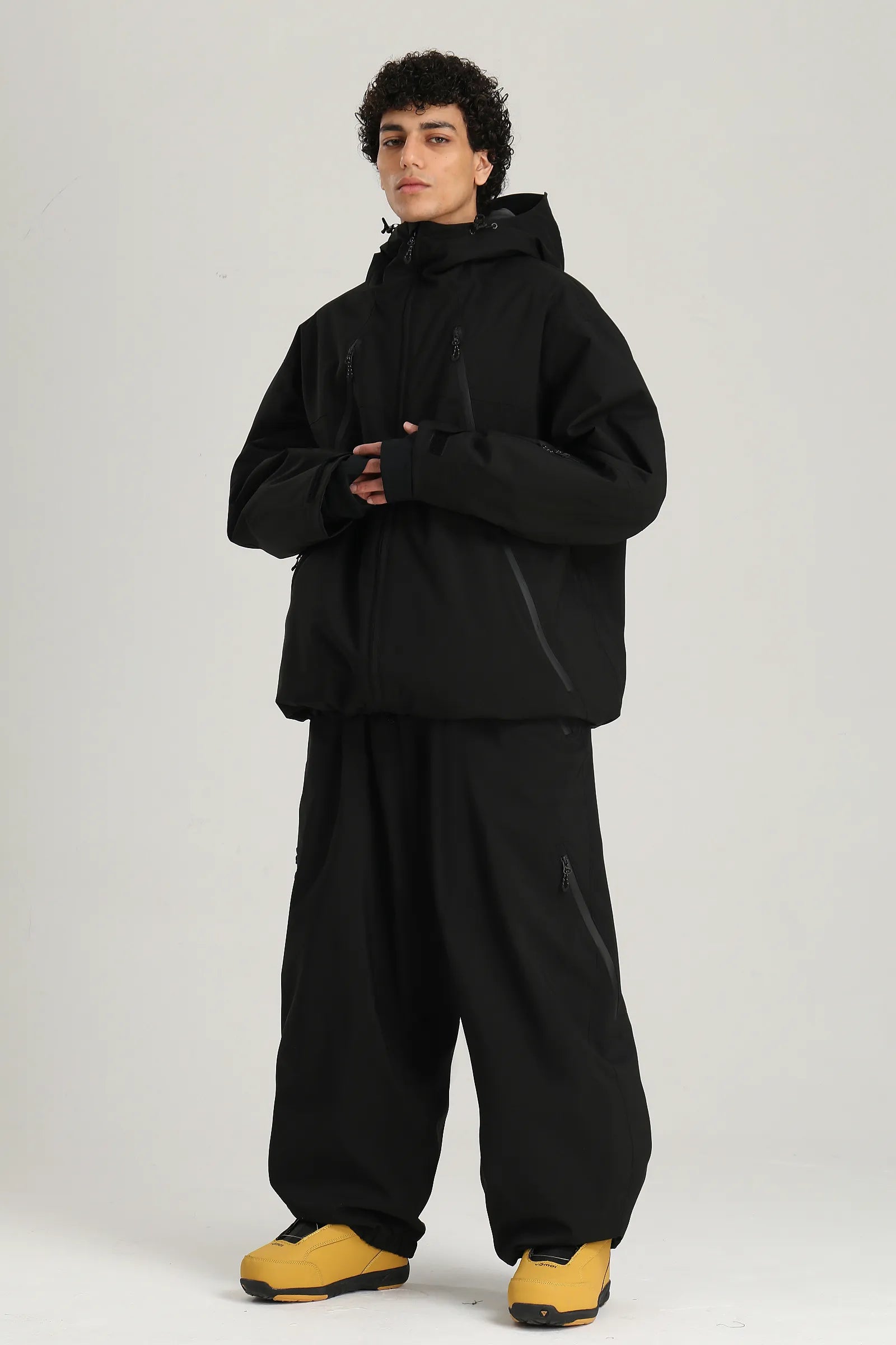Men's Black Clean Technical Baggy Snow Pants