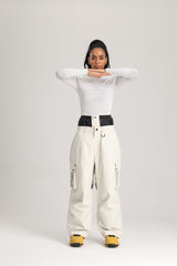 Women's Off White Utility Baggy Cargo Snow & Ski Pants