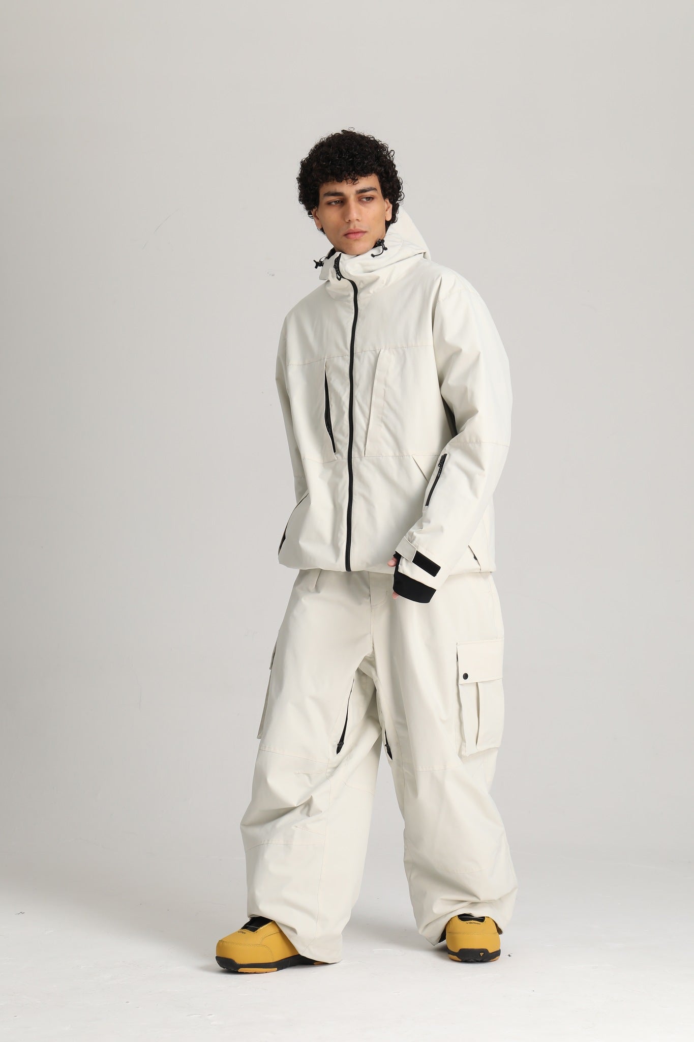 Men's Off White Utility Baggy Cargo Snow & Ski Pants