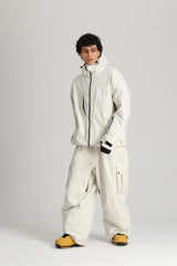 Men's Off White Utility Baggy Cargo Snow & Ski Pants