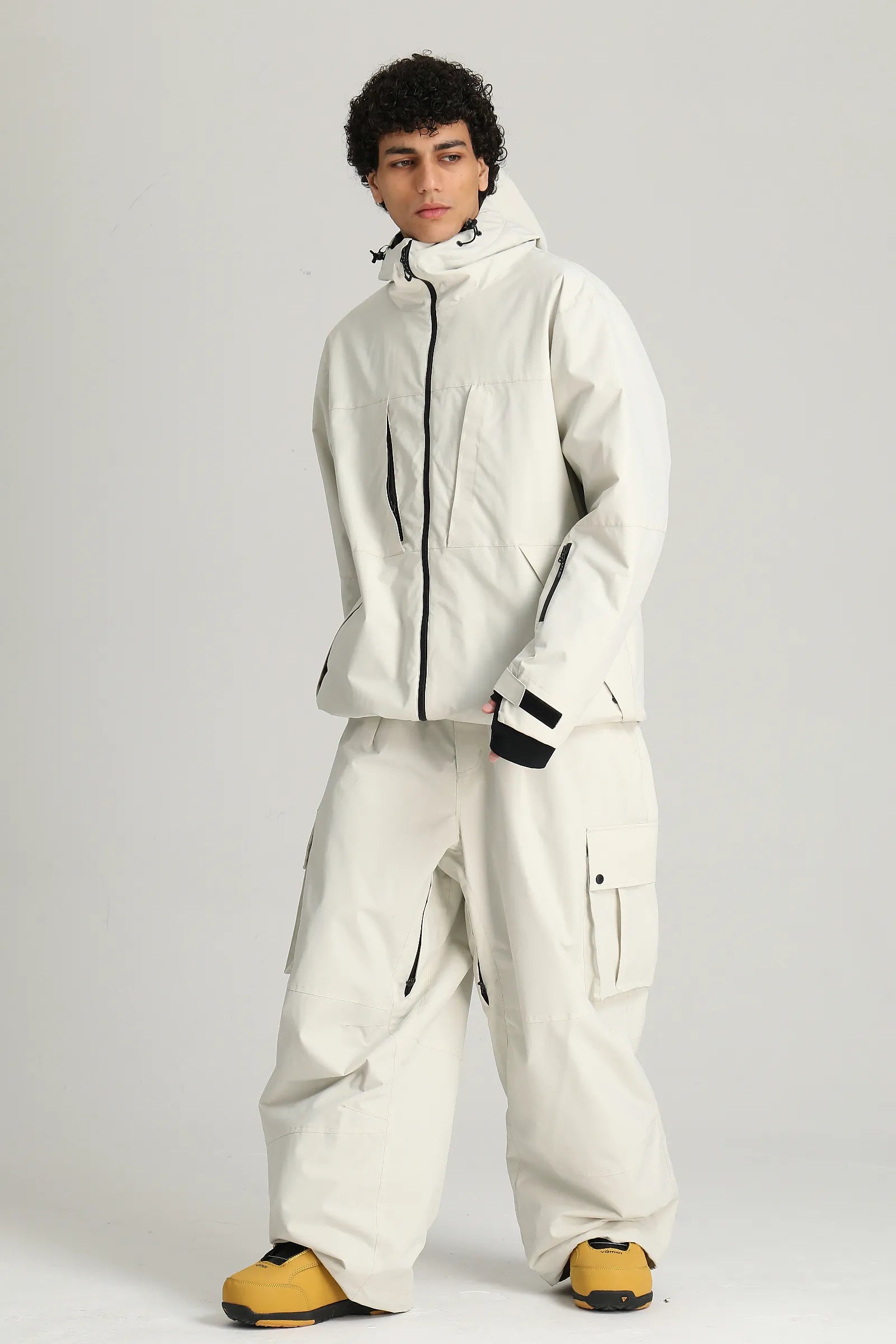 Men's Off White Utility Baggy Cargo Snow & Ski Pants
