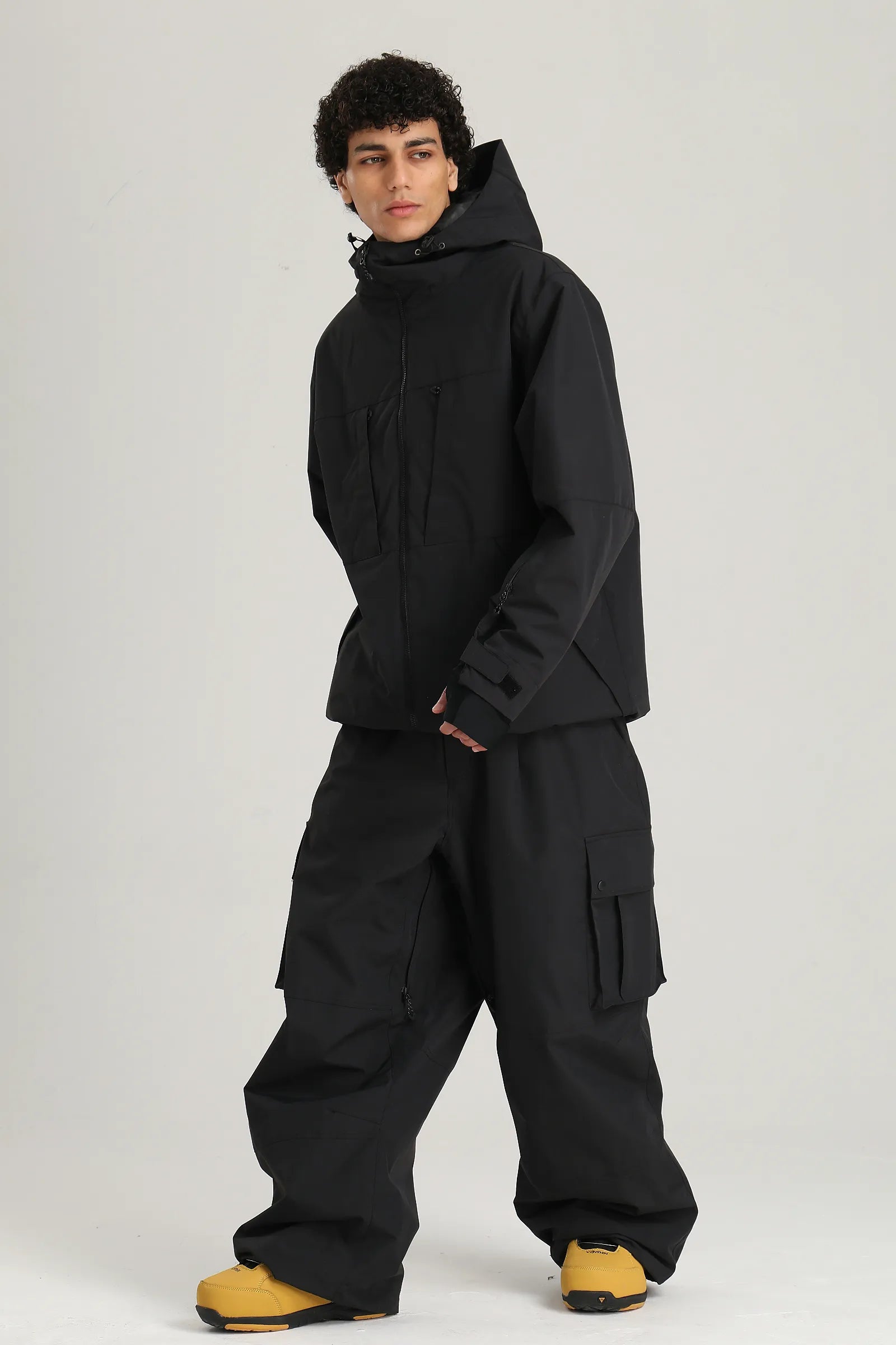 Men's Black Utility Baggy Cargo Snow & Ski Pants
