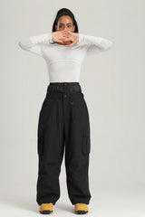 Women's Black Utility Baggy Cargo Snow & Ski Pants