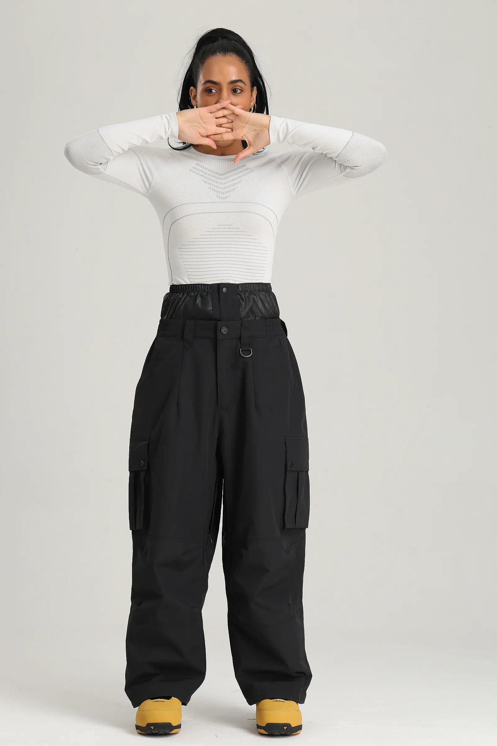 Women's Black Utility Baggy Cargo Snow & Ski Pants