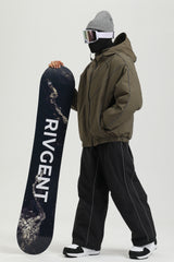 Pánské khaki snowboardové kalhoty s reflexními prvky Baggy