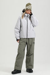 Pantalon de neige urbain extérieur en tissu performant à bords brûlés pour femme baggy