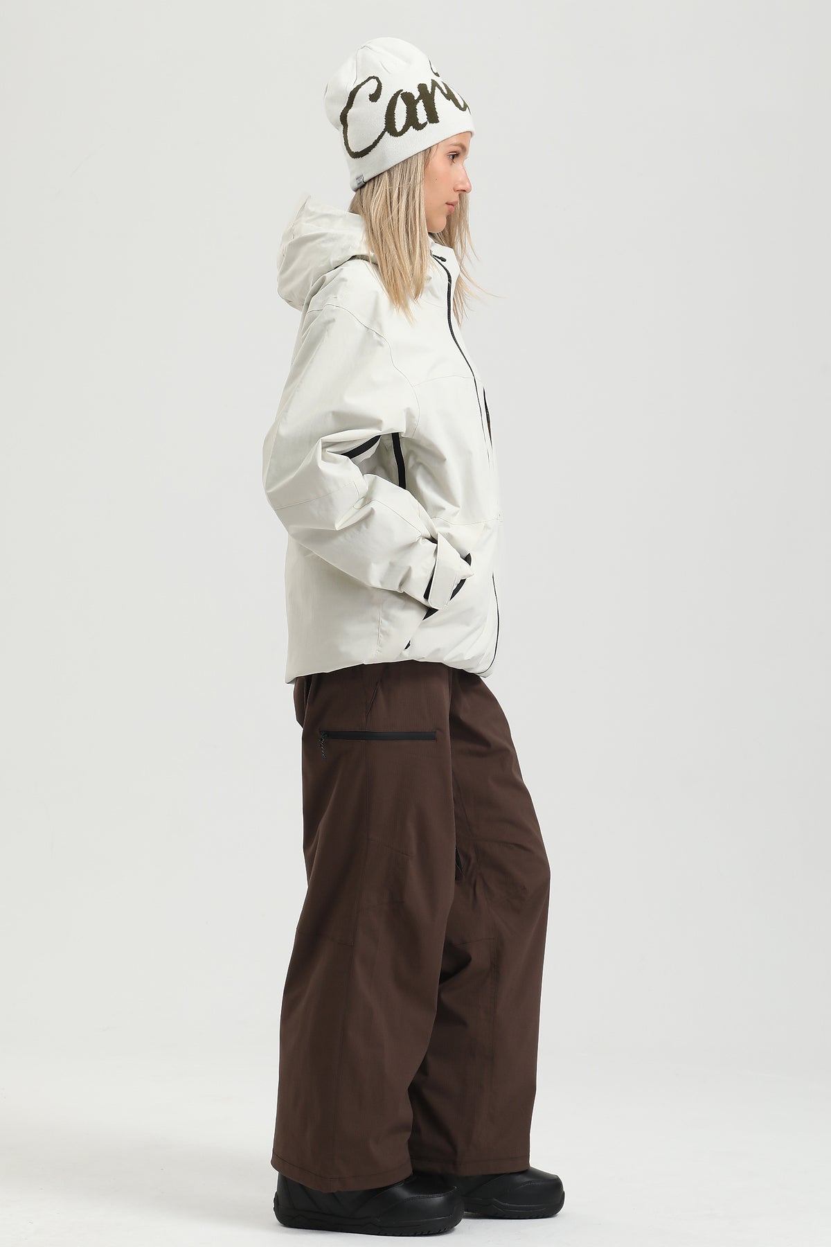 Women's Deep Coffee Performance Fabric Urban Outdoor Baggy Snow Pants